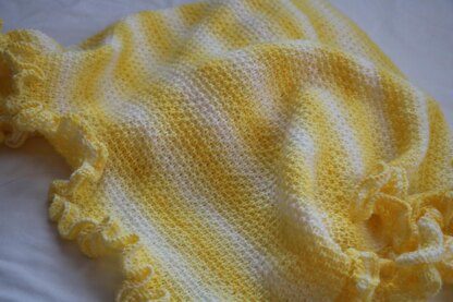 Ray of Sunshine Baby Blanket with Ruffle Hat.