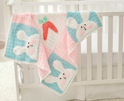 Luv My Bunny Blanket in Red Heart Baby Hugs Medium - LW5496 - Downloadable PDF