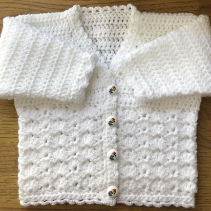 Thistle Flower Panel Crochet Cardigan Pattern for Baby or Child