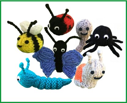 Finger puppets: 7 garden creatures: bee, snail, caterpillar, ladybird, worm, butterfly, spider