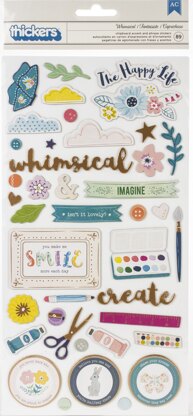 American Crafts Paige Evans Whimsical Thickers Stickers 5.5"X11" 89/Pkg - Icons, Chipboard W/Copper Foil