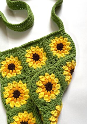 Sunflower Granny Square Tote Bag