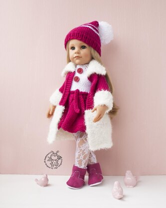 Outfit  Raspberries for 18in doll knitting flat