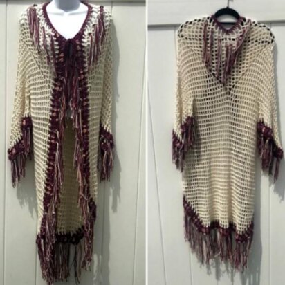 Tribal Open Poncho With Sleeves