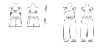 Butterick Children's Romper, Jumpsuit and Sash B6907 - Paper Pattern, Size XXS-XS-S-M-L