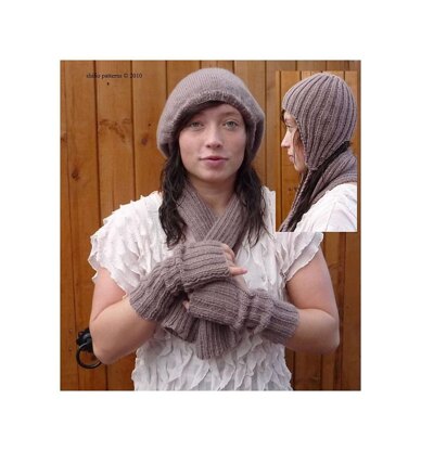 Hat, Wrist Warmers & Scarf Knitting Pattern#155