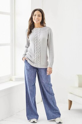 Ladies Sweater in King Cole Finesse Cotton DK - P6165 - Leaflet