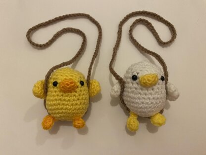 Crochet Duck on a Swing, Car Hanging, Car Charm/Accessory