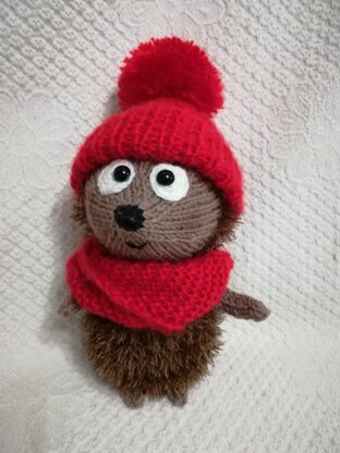 Knit Hedgehog in a red hat