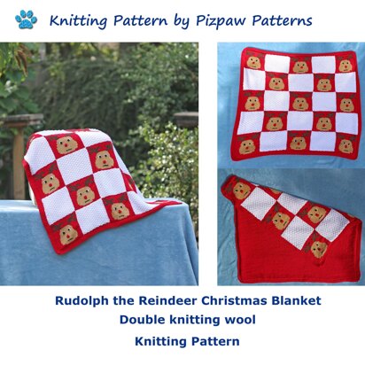 Rudolph the Reindeer Christmas Blanket (no 129) - knitting pattern