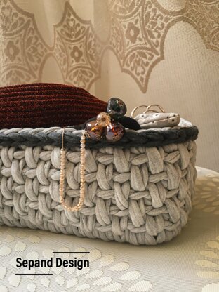 Recycled (t-shirt) yarn basket container-107