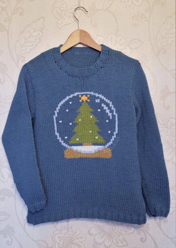 Intarsia Snow Globe Chart Adults Jumper Knitting pattern by