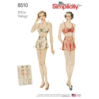 Simplicity Pattern 8510 Miss Vintage Brassiere & Panties 8510 - Sewing Pattern
