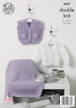 Cardigan, Waistcoat and Blanket in King Cole Baby Glitz DK - 4397 - Downloadable PDF