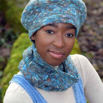 Dylan Beret and Cowl in Juniper Moon Farm Fourteen Paints - Downloadable PDF