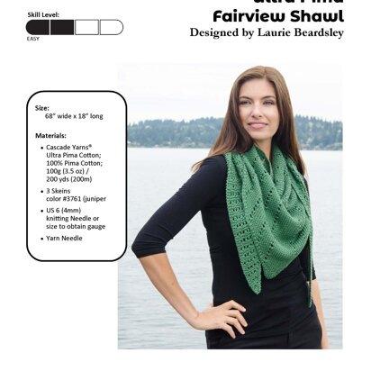 Fairview Shawl in Cascade Yarns Ultra Pima - DK447 - Downloadable PDF