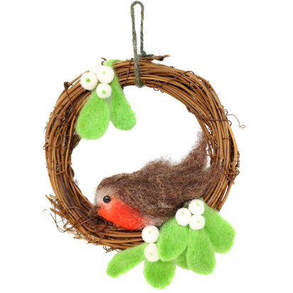 The Crafty Kit Company Nadelfilz Set Weihnachtskranz mit Rotkehlchen - 20cm