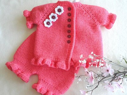 Knitting PATTERN Baby Girl Jacket Baby Bloomers by Elena Mitchell