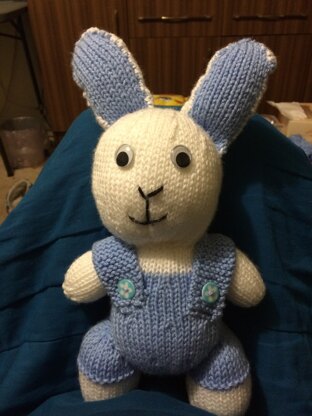 Cuddly Bunny with Blue Non Detachable Outfit
