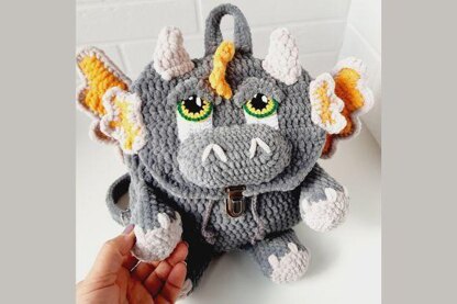 Crochet pattern dragon baby backpack, Crochet Dino backpack PDF