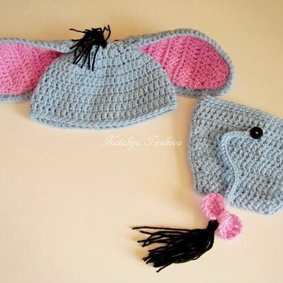 Donkey Baby Hat and Diaper Cover Set