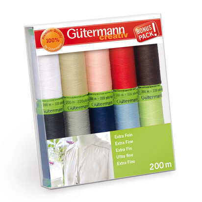 Gutermann Thread Set: Sew-All Extra Fine 200: 10 x 200m: Assorted