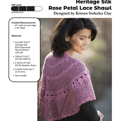 Rose Petal Lace Shawl in Cascade Yarns Heritage Silk - FW261 - Downloadable PDF