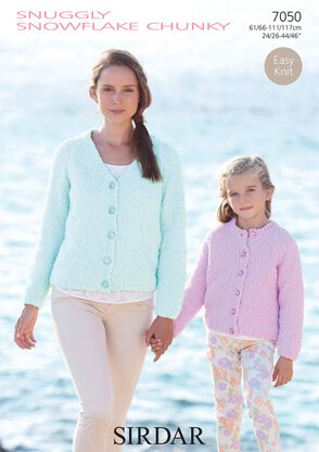 Round Neck and V Neck Cardigans in Sirdar Snuggly Snowflake Chunky - 7050 - Downloadable PDF
