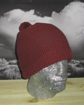 Moss Stitch (Seed Stitch) Bobble (Pom-Pom)Beanie Hat