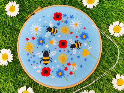 Oh Sew Bootiful Bees and Wildflowers Printed Embroidery Kit