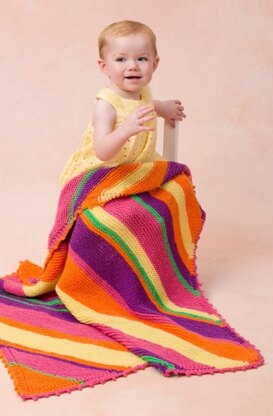 Bright Stripes Blanket in Red Heart Anne Geddes Baby - LW3476