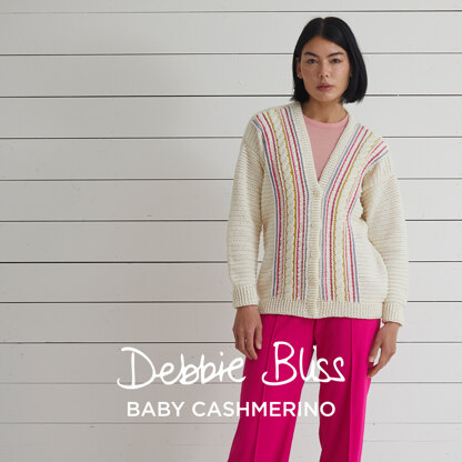 Iryna Cable Cardigan - Crochet Pattern for Women in Debbie Bliss Baby Cashmerino