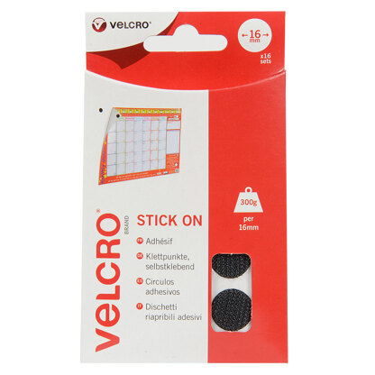 Velcro 16mm Stick On Coins - Black