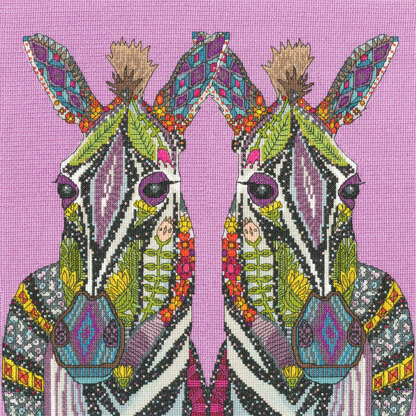 Bothy Threads Jewelled Zebras Cross Stitch Kit - 33 x 33cm