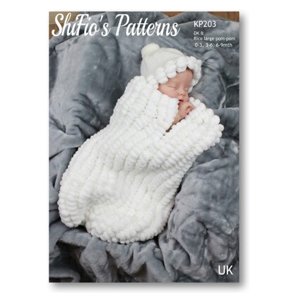 Knitting Pattern baby pompom cocoon  #203