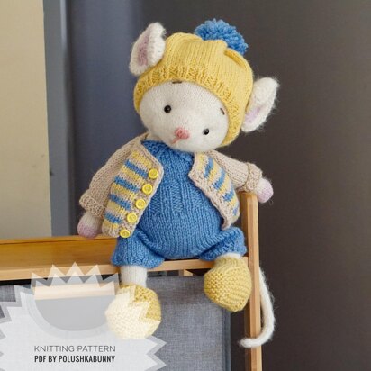 Doll Clothes, Knitting Pattern - Outfit Casual Mouse Boy