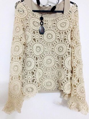 Angel sleeves summer lacy blouse