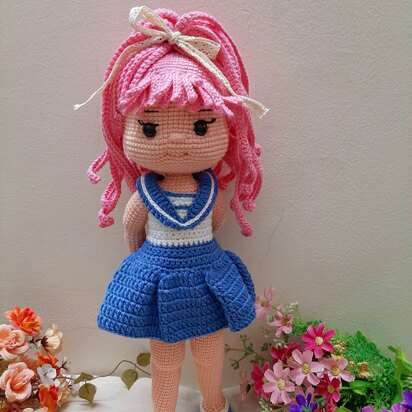 Vivian Doll, Crochet doll pattern, Amigurumi doll