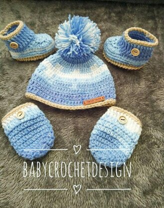 Cozy Baby hat booties and mittens