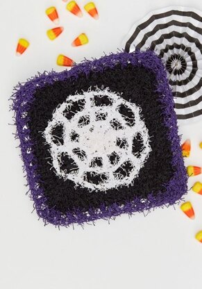 Spooky Spider Web Scrubby in Red Heart Scrubby Solids - LM6090 - Downloadable PDF