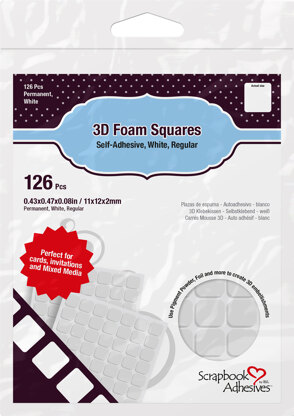 3L Scrapbook Adhesives 3D Self-Adhesive Foam Squares 126/Pkg - White, .5"X.5"