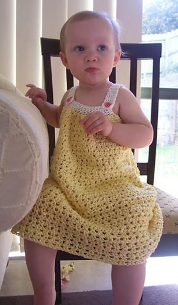 pleated yoke dress pattern Pretty Pleated Yoke Dress Crochet pattern by Lisa van Klaveren