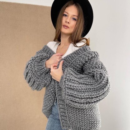 Chunky knit Balloon Sleeve Cardigan