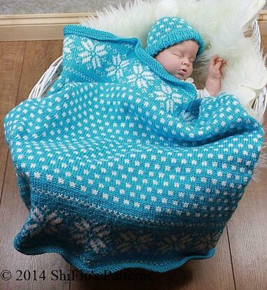 Snowflake Blanket & Hat Knitting Pattern - 295