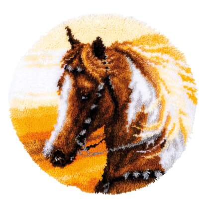 Vervaco Western Horse Latch Hook Shaped Rug Kit - 55 x 55 cm