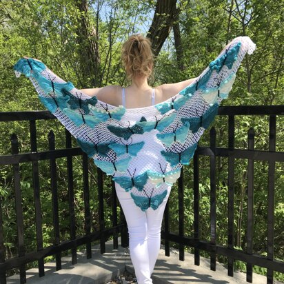 Blue Butterflies Shawl