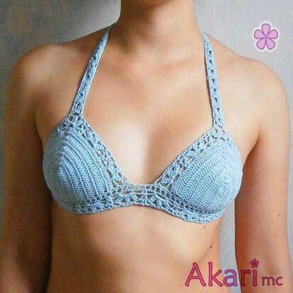 Triangle bikini top with lacy flowers _ M26