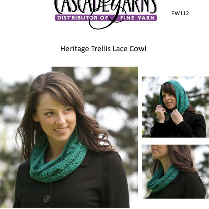 Trellis Lace Cowl in Cascade Heritage - FW112