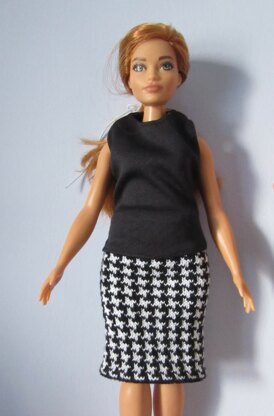 1:6th scale houndstooth check skirt