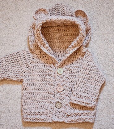 Bear Hooded Cardigan Crochet pattern by Mon Petit Violon | LoveCrafts